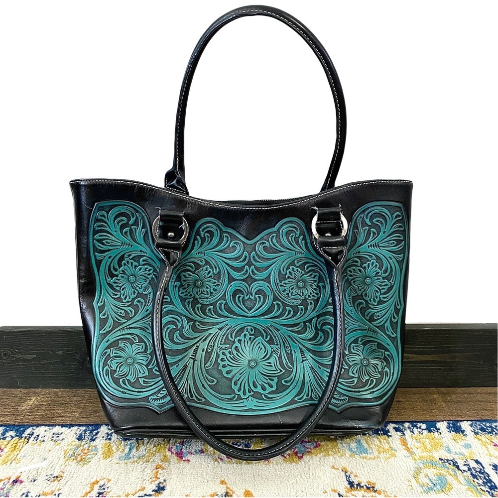 TRINITY RANCH turquoise and black purse